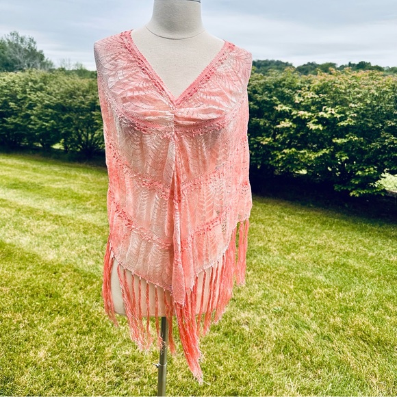 Vintage Space Age Pink Poncho Shawl - Picture 1 of 16